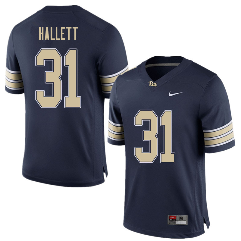 Men #31 Erick Hallett Pittsburgh Panthers College Football Jerseys Sale-Home Blue